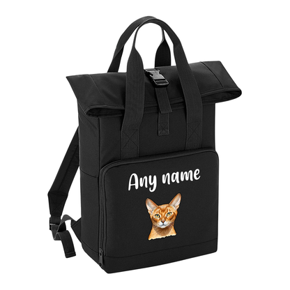 Black Cat Breed with Personalised Name Backpack