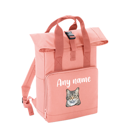 Pink Cat Breed with Personalised Name Backpack