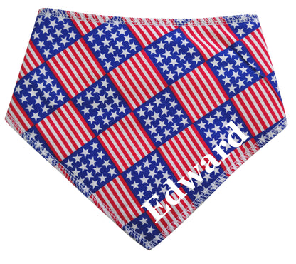 American Flag Any Name Dog Bandana