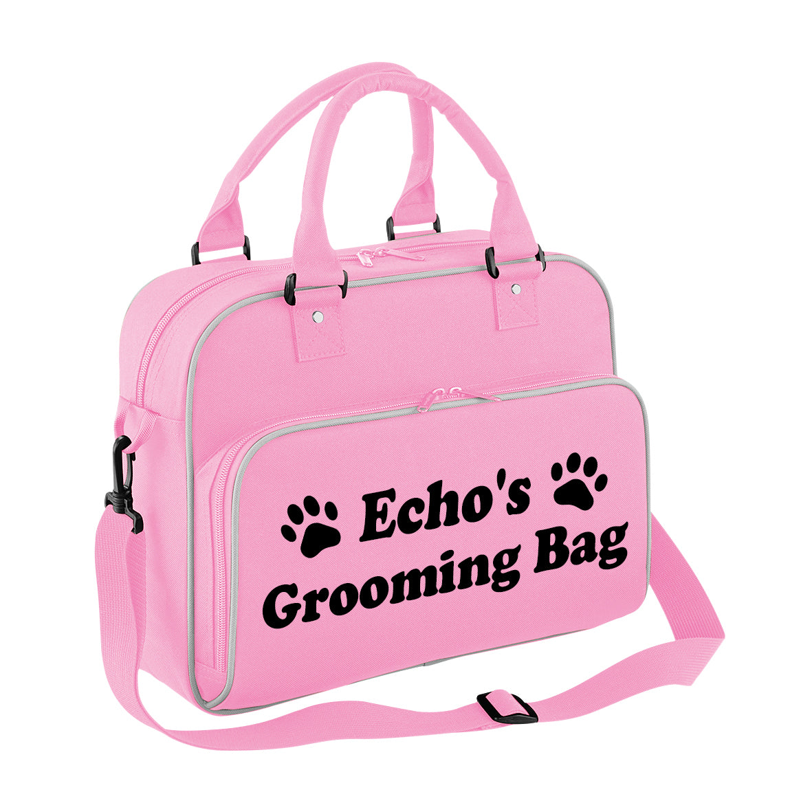 Baby Pink Custom Grooming Bag Paw Motif Any Name