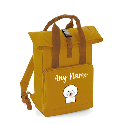 Overnighter Rucksack 14 Litres Mustard Gold Any Breed Backpack With Custom Personalised Dog Name
