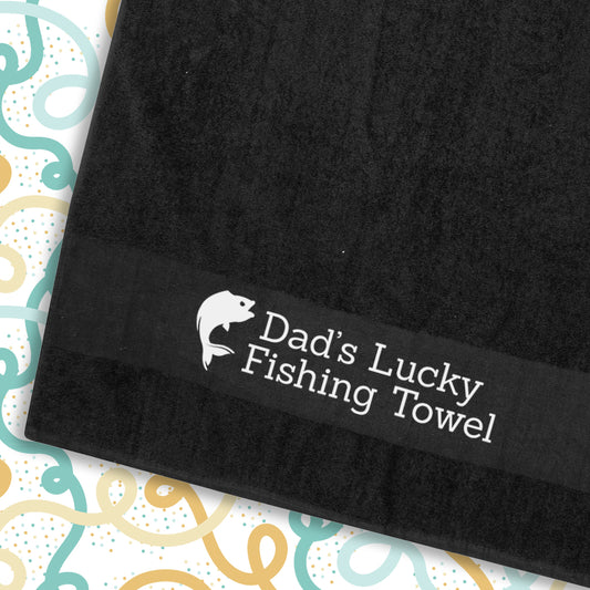 Black Fishing Towel Personalised Printed Towel - Any Name or Wording