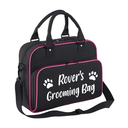 Black & Pink Custom Grooming Bag Paw Motif Any Name