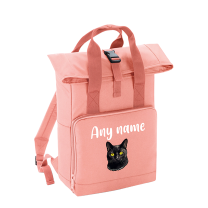 Pink Cat Breed with Personalised Name Backpack