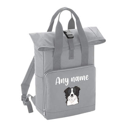 Overnighter Rucksack 14 Litres Grey Any Breed Backpack With Custom Personalised Dog Name
