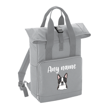 Overnighter Rucksack 14 Litres Grey Any Breed Backpack With Custom Personalised Dog Name