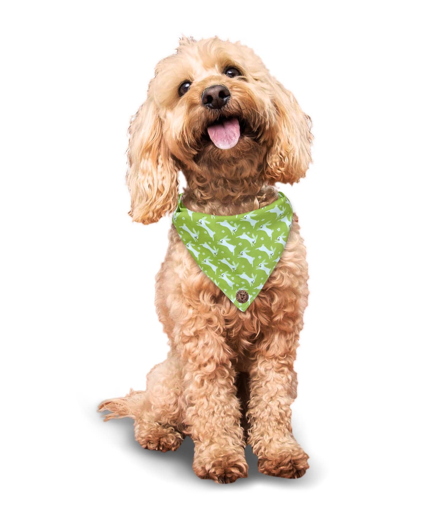 The Warrington - Green Bunnies Tied Dog Bandana
