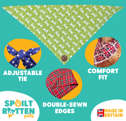The Warrington - Green Bunnies Tied Dog Bandana