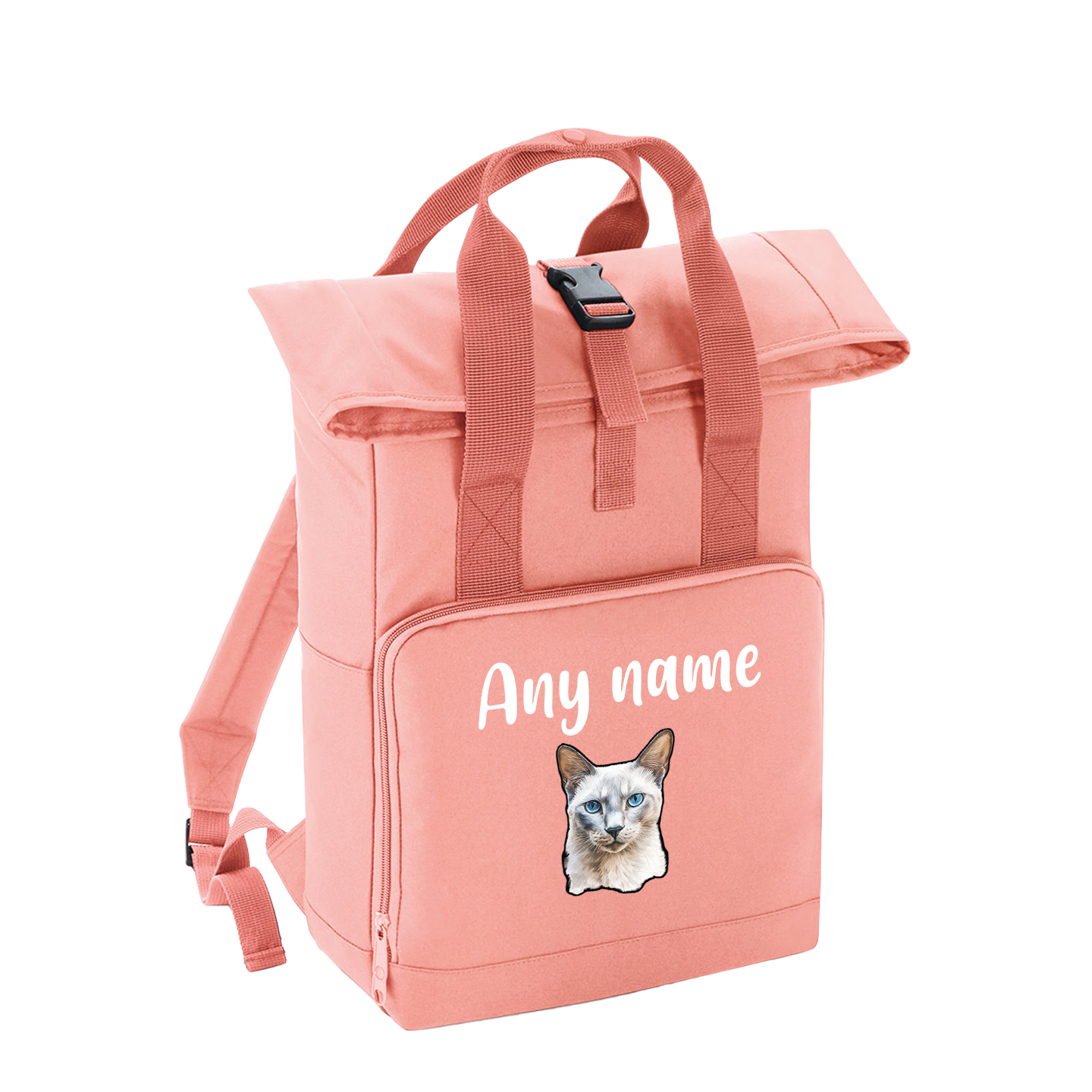 Pink Cat Breed with Personalised Name Backpack