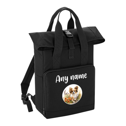 Overnighter Rucksack 14 Litres Black Wildflower Dog Breed Design