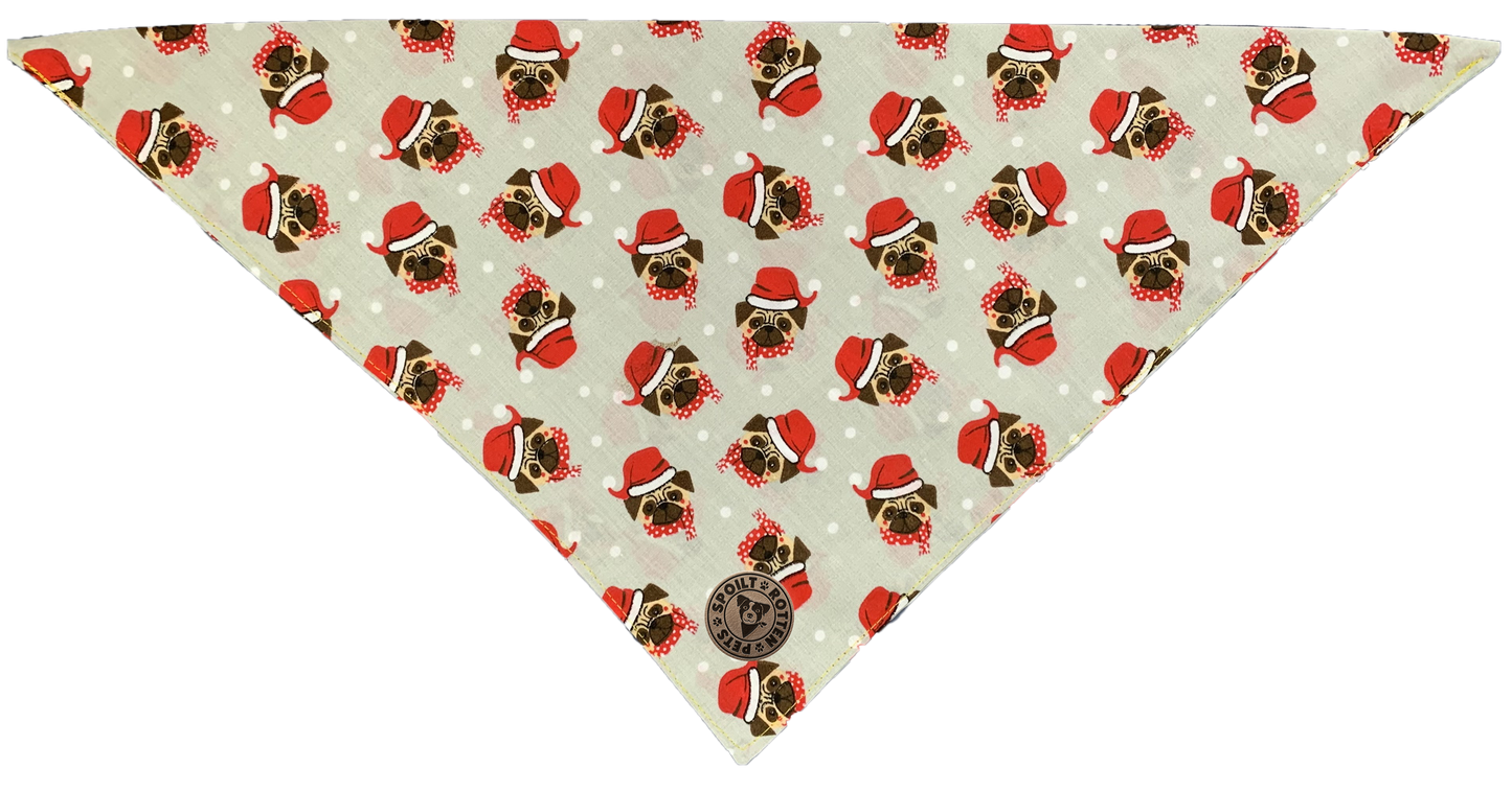 The Carnaby - Christmas Pugs Tied Dog Bandana