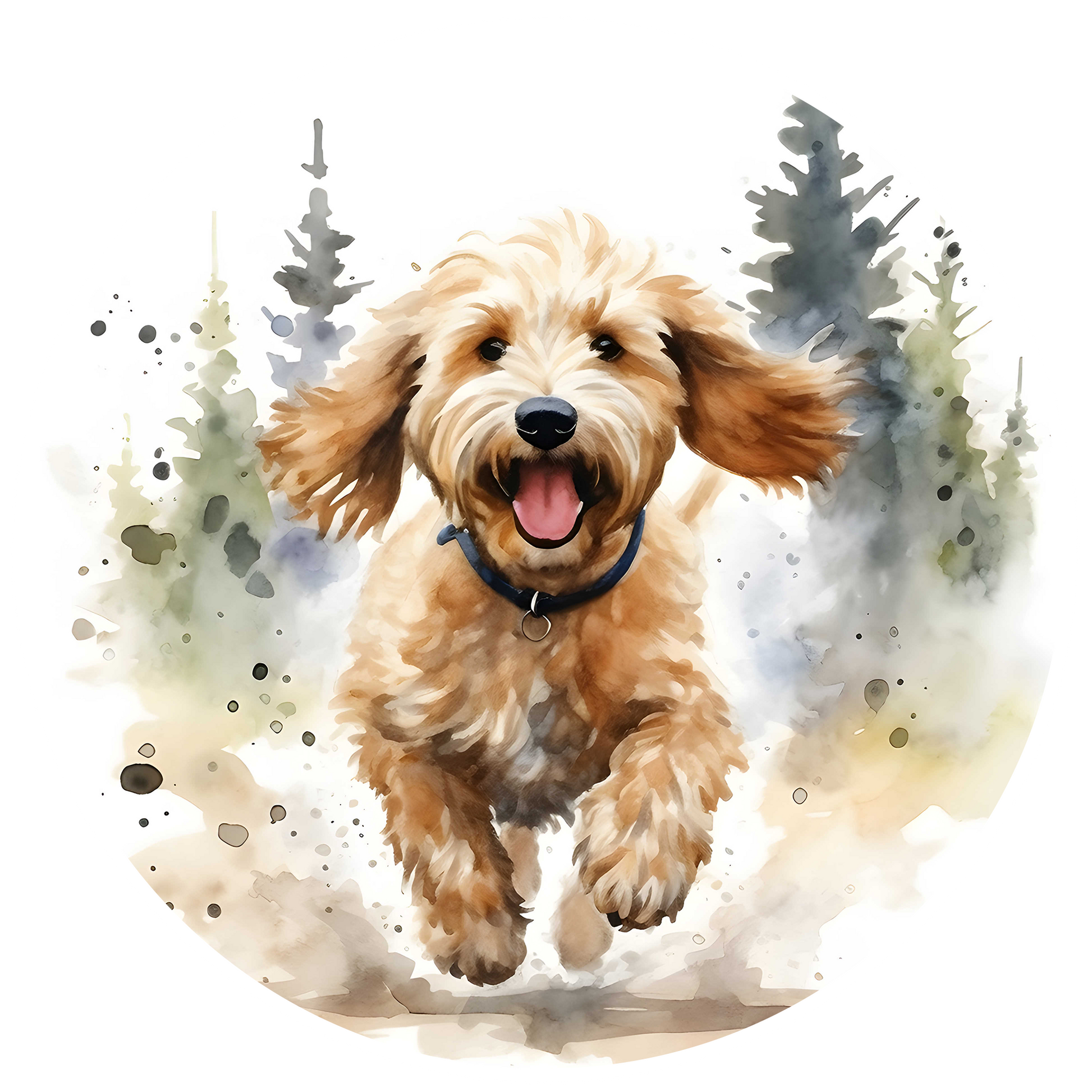 Spoilt Rotten Pets Watercolour Style Running Dog Breed Design