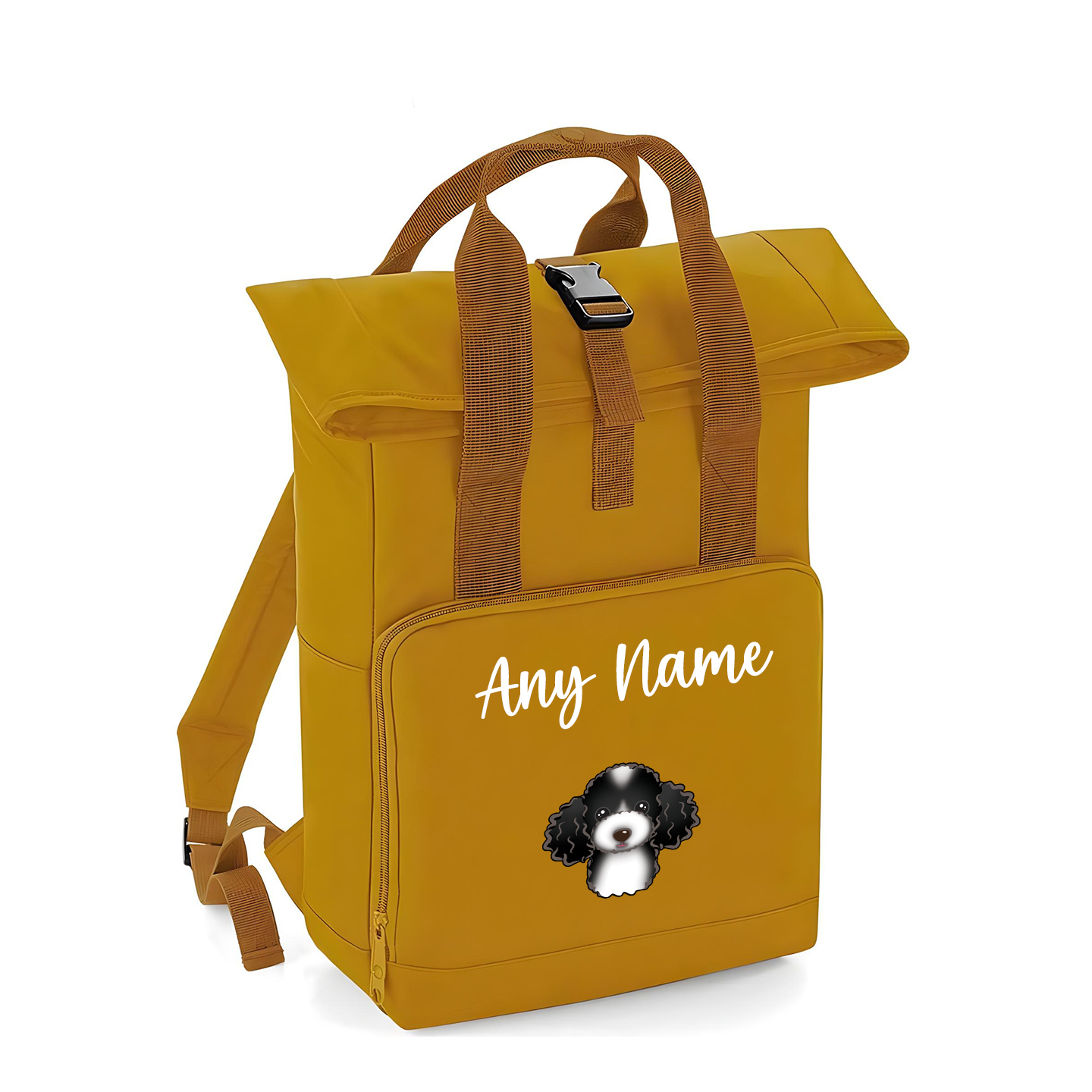 Overnighter Rucksack 14 Litres Mustard Gold Any Breed Backpack With Custom Personalised Dog Name