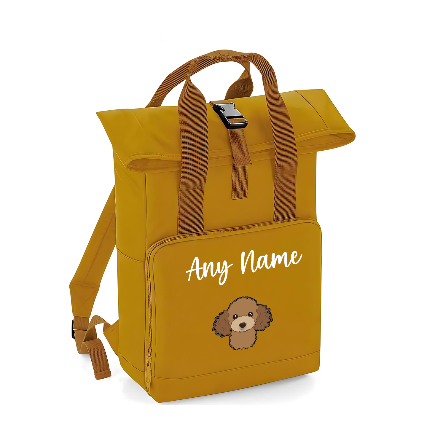 Overnighter Rucksack 14 Litres Mustard Gold Any Breed Backpack With Custom Personalised Dog Name