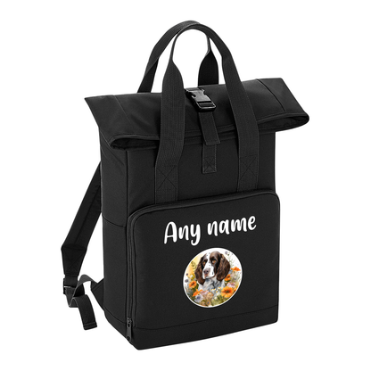 Overnighter Rucksack 14 Litres Black Wildflower Dog Breed Design