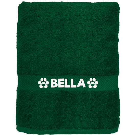 Forest Green Pet Towel Personalised With Name or Wording