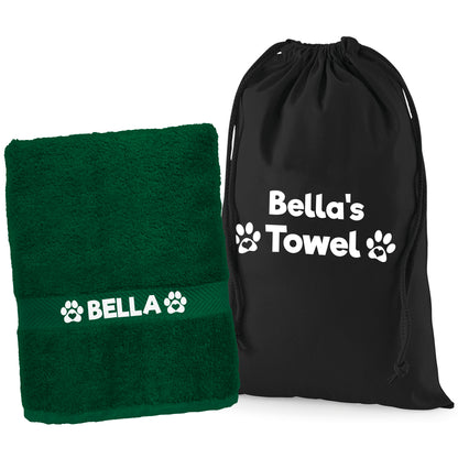 Forest Green Pet Towel Personalised With Name or Wording