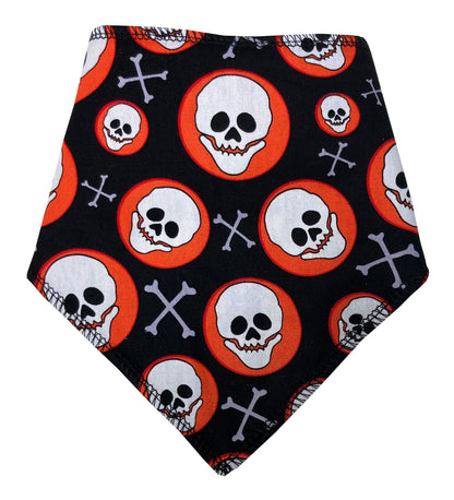 Orange Spot Skull & Crossbones Any Name Dog Bandana