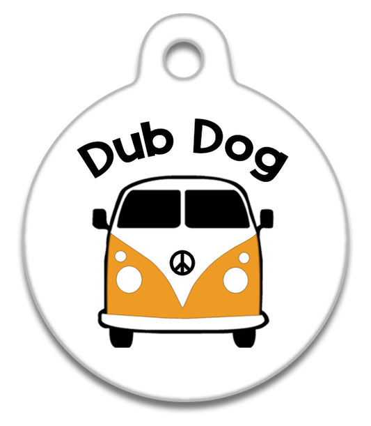 Campervan Orange VW Dub Dog - Pet ID Tag