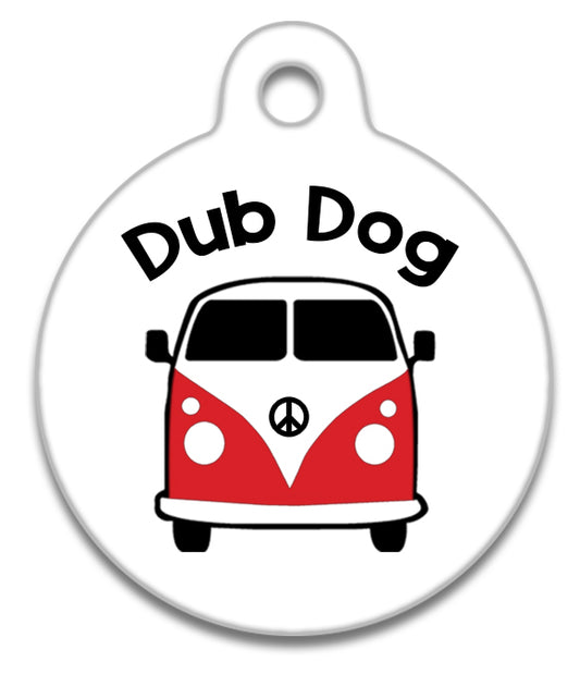 Campervan Red VW Dub Dog - Pet ID Tag