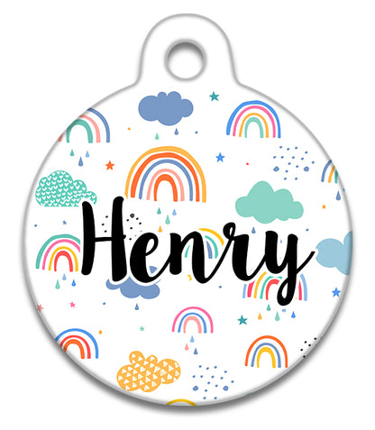 Pastel Clouds & Rainbows - Pet ID Tag