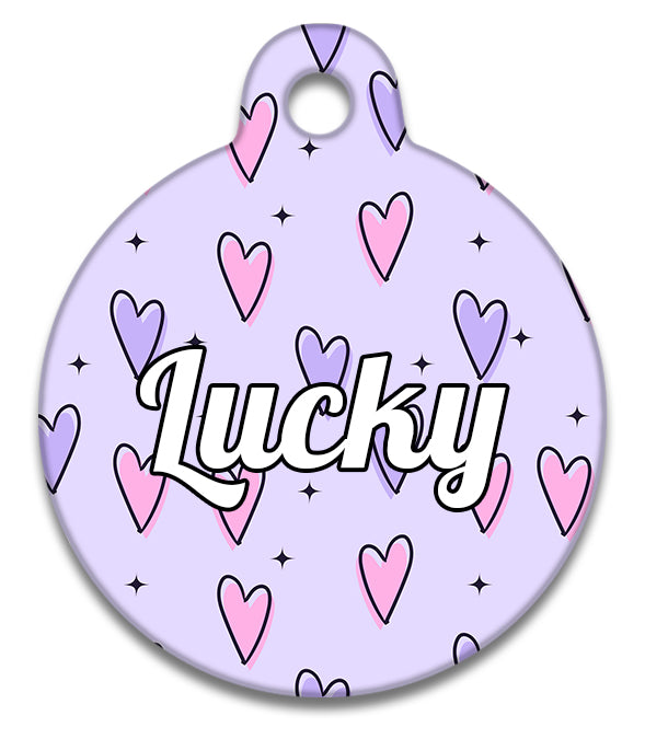 Lilac & Pink Hearts - Pet ID Tag