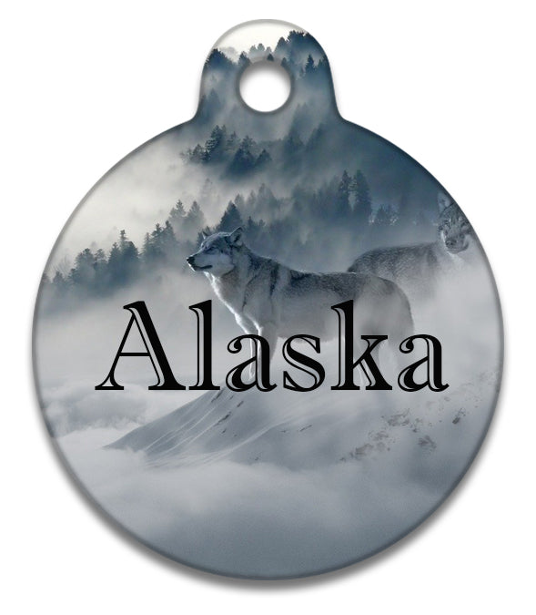 Grey Snow Wolf - Pet ID Tag