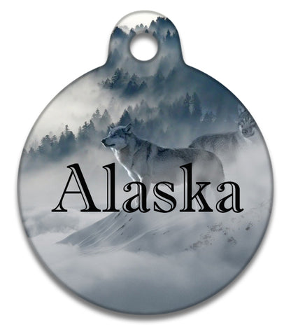 Grey Snow Wolf - Pet ID Tag