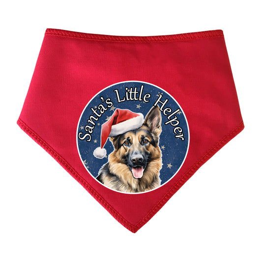 GSD Alsatian Dog Design Santa's Little Helper Dog Bandana