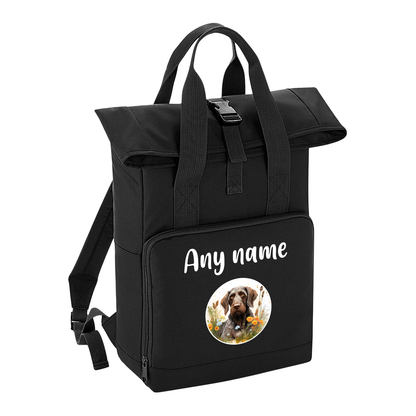 Overnighter Rucksack 14 Litres Black Wildflower Dog Breed Design