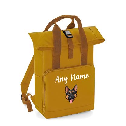 Overnighter Rucksack 14 Litres Mustard Gold Any Breed Backpack With Custom Personalised Dog Name