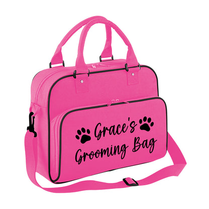 Hot Pink Custom Grooming Bag Paw Motif Any Name