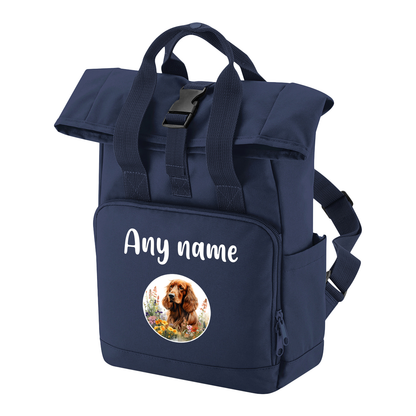 Travel Rucksack 9 Litres Navy Blue Wildflower Dog Breed Design