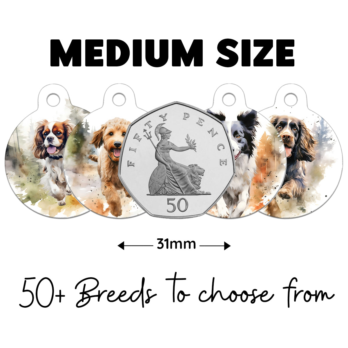 Medium 31mm -  Woodland Running Dog Tag