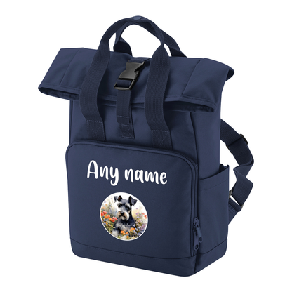 Travel Rucksack 9 Litres Navy Blue Wildflower Dog Breed Design