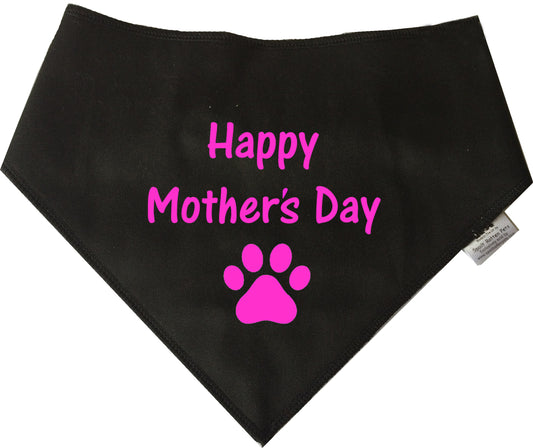 Happy Mother's Day On Black Dog Bandana