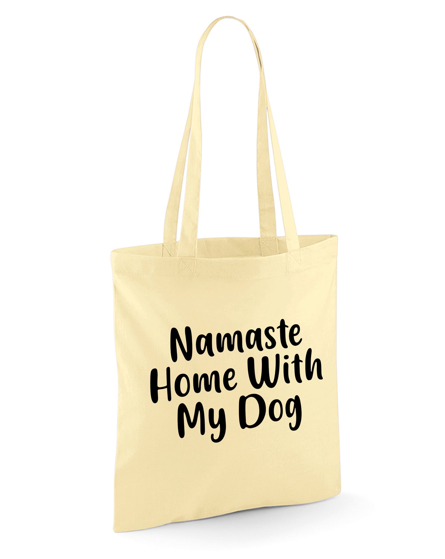 Namaste Home With My Dog Reusable Cotton Shopping Bag Tote with Long Handles