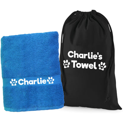 Ocean Blue Pet Towel Personalised With Name or Wording