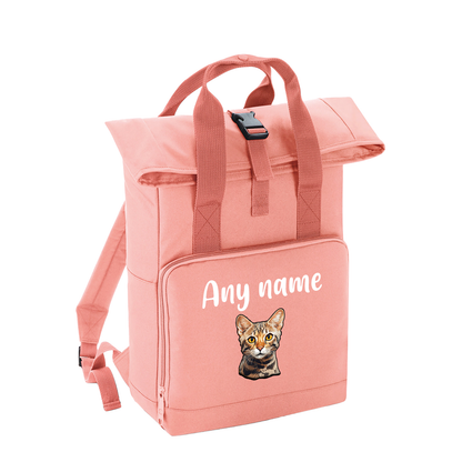 Pink Cat Breed with Personalised Name Backpack