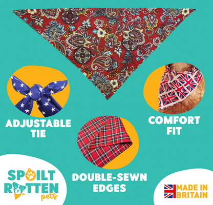 The Chester - Paisley Floral Burgundy Tied Dog Bandana