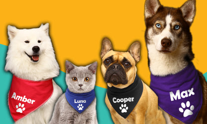BLACK Paw Any Wording Or Name Dog Bandana