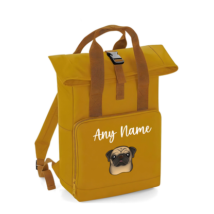 Overnighter Rucksack 14 Litres Mustard Gold Any Breed Backpack With Custom Personalised Dog Name