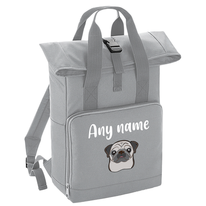 Overnighter Rucksack 14 Litres Grey Any Breed Backpack With Custom Personalised Dog Name