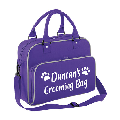 Purple Custom Grooming Bag Paw Motif Any Name