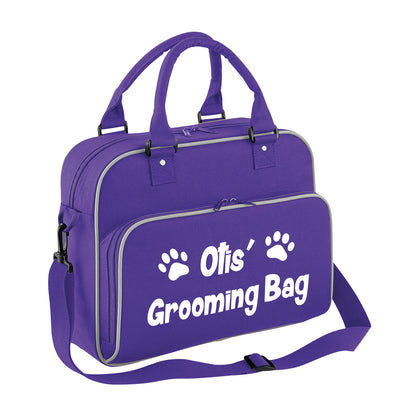 Purple Custom Grooming Bag Paw Motif Any Name