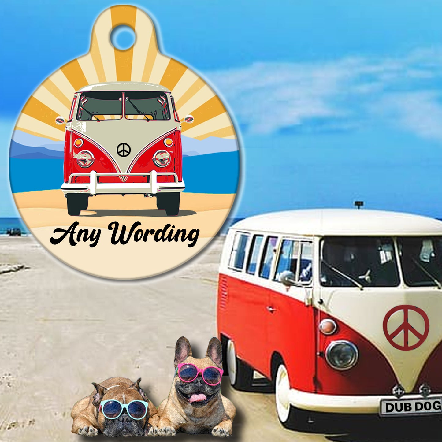 Copy of Sunburst VW Dub Red Campervan - Pet ID Tag