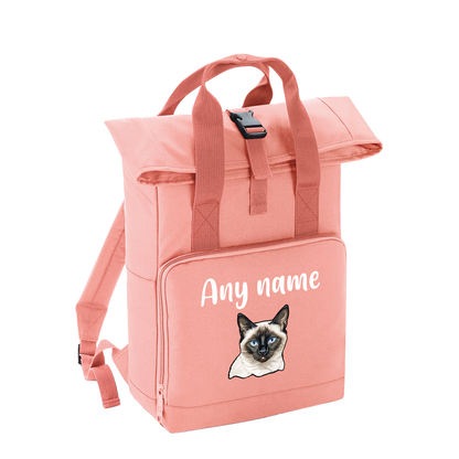 Pink Cat Breed with Personalised Name Backpack