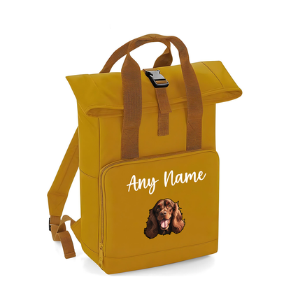 Overnighter Rucksack 14 Litres Mustard Gold Any Breed Backpack With Custom Personalised Dog Name