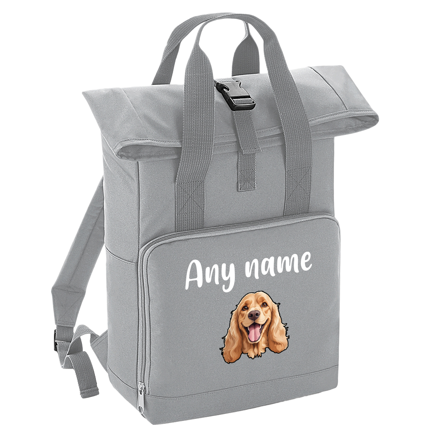 Overnighter Rucksack 14 Litres Grey Any Breed Backpack With Custom Personalised Dog Name