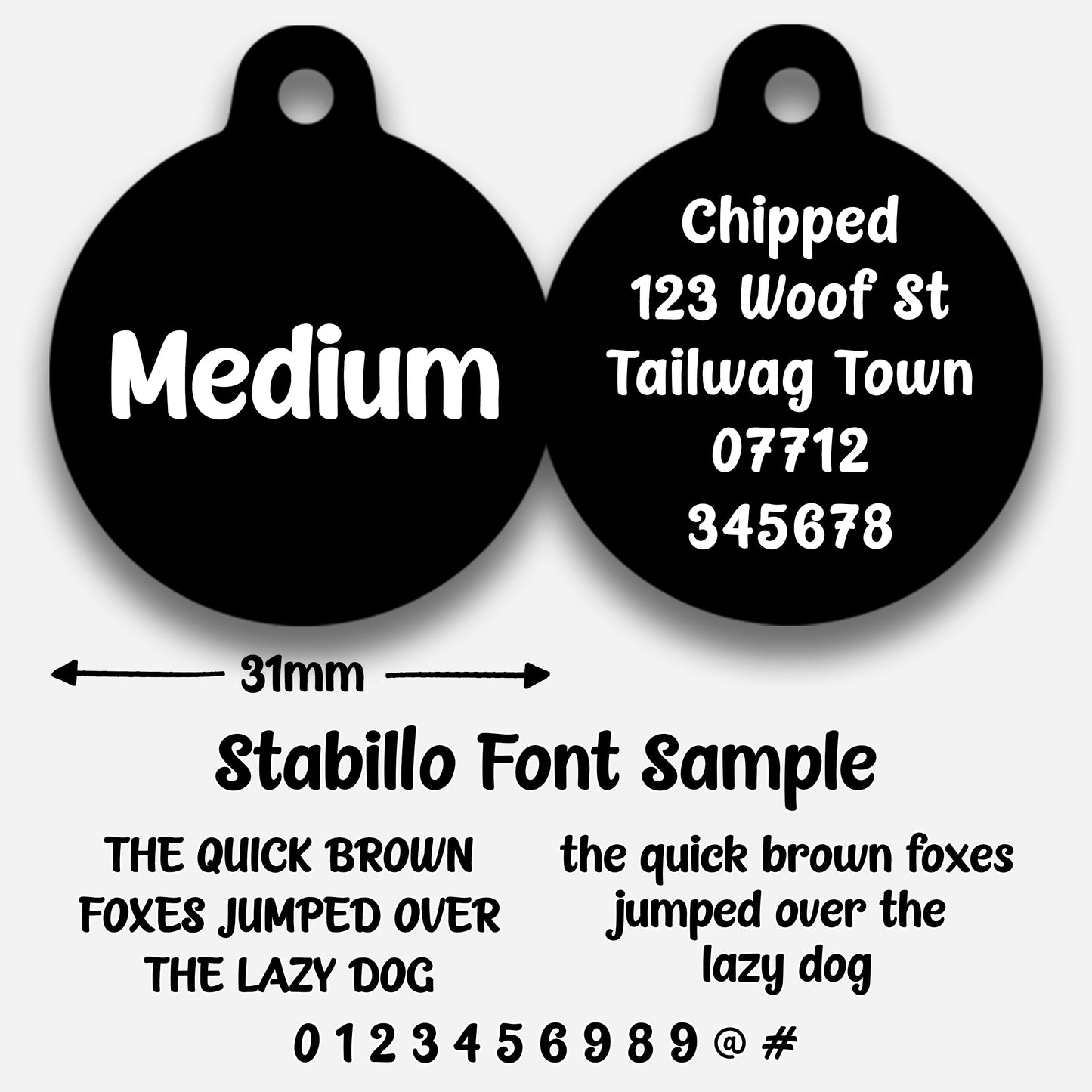 Black Plain Colour - Pet ID Tag